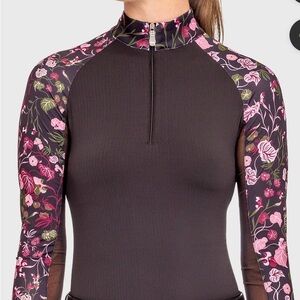 Floral Long Sleeve Women's Top - Black and Pink